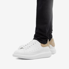Alexander McQueen Men's Heel Tab Wedge Sole Sneakers in White/Beige