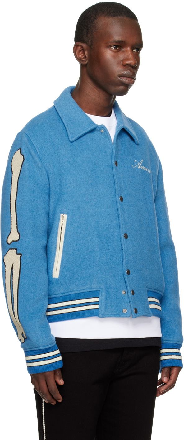 AMIRI Blue Bones Varsity Bomber Jacket Amiri