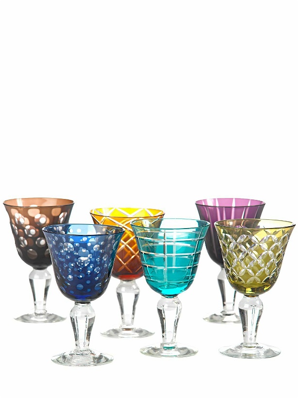 Photo: POLSPOTTEN - Set Of 6 Cutting Multicolor Wine Glasses