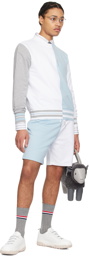 Thom Browne Blue & White Paneled Shorts