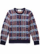 Corridor - Checked Merino Wool-Blend Sweater - Blue
