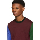 Comme des Garcons Shirt Burgundy Color Mix Crewneck Sweater