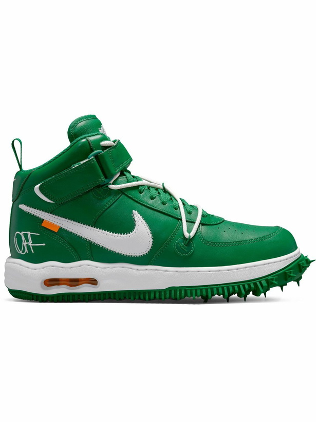 Photo: Nike - Off-White Air Force 1 Mid Leather Sneakers - Green