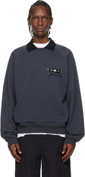 Toga Virilis Black Polo Collar Sweatshirt
