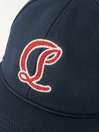 Christian Louboutin - Mooncrest Ivy Logo-Embroidered Leather-Trimmed Cotton-Canvas Cap - Blue