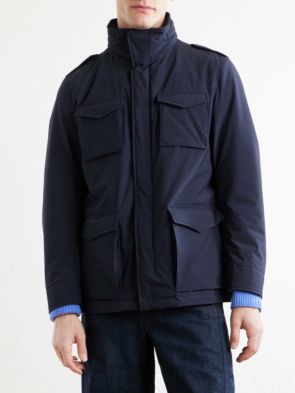 Herno - Four Pockets Woven Jacket - Blue