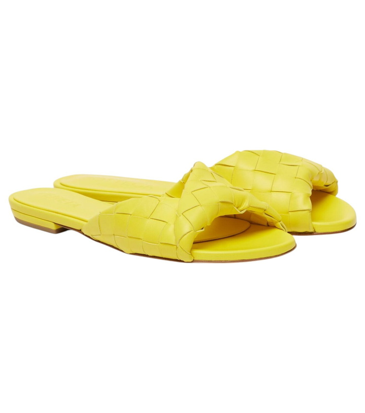 Photo: Bottega Veneta Blink Intrecciato leather slides