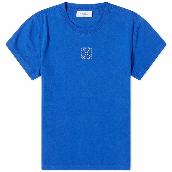 Photo: Off-White Women's Embr Mini Arrow Fitted T-Shirt in Blue
