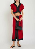 Liberowe Havi Panelled Cropped Linen top Red