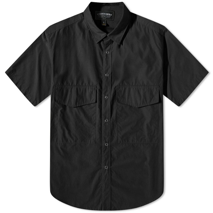Photo: FrizmWORKS Men's Double Pocket Short Sleeve Shirt in Black