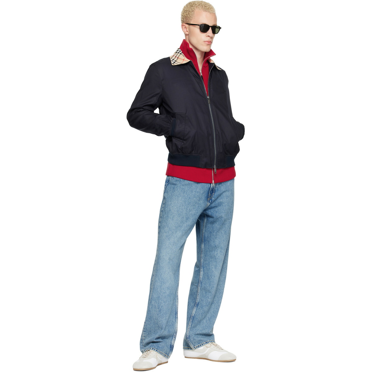 Burberry Navy Gabardine Glenfields Harrington Jacket