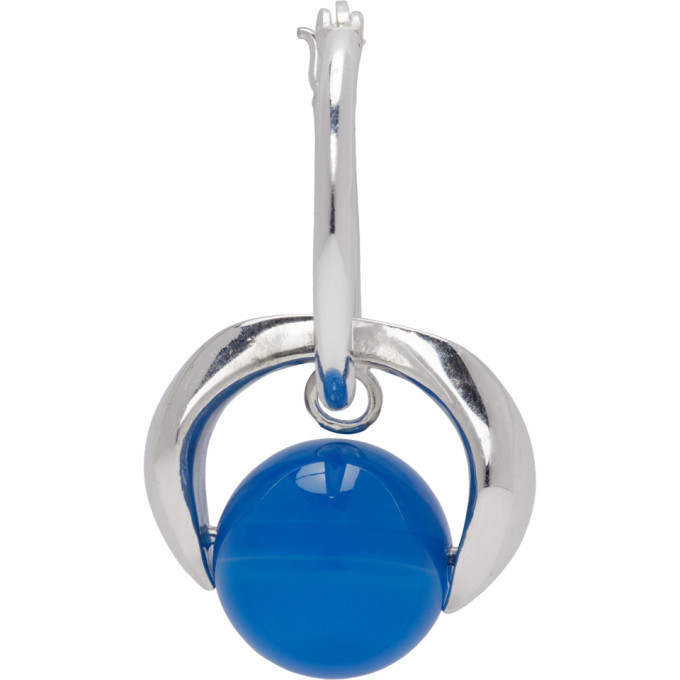 Sapir Bachar Silver and Blue Agate Hoop Earrings