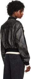 HALFBOY Black Faded Leather Bomber Jacket