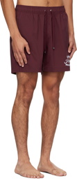 AMIRI Burgundy 'Club Amiri' Swim Shorts