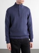 Mr P. - Rib-Trimmed Alpaca Half-Zip Sweater - Blue