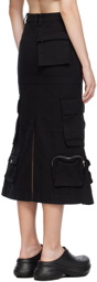 We11done Black Cargo Midi Skirt