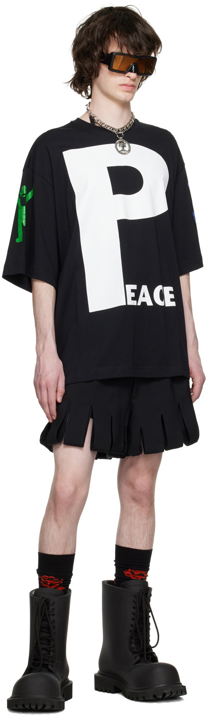 Walter Van Beirendonck Black 'Peace' T-Shirt Walter Van