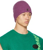 We11done Purple Embroidered Metal Logo Beanie