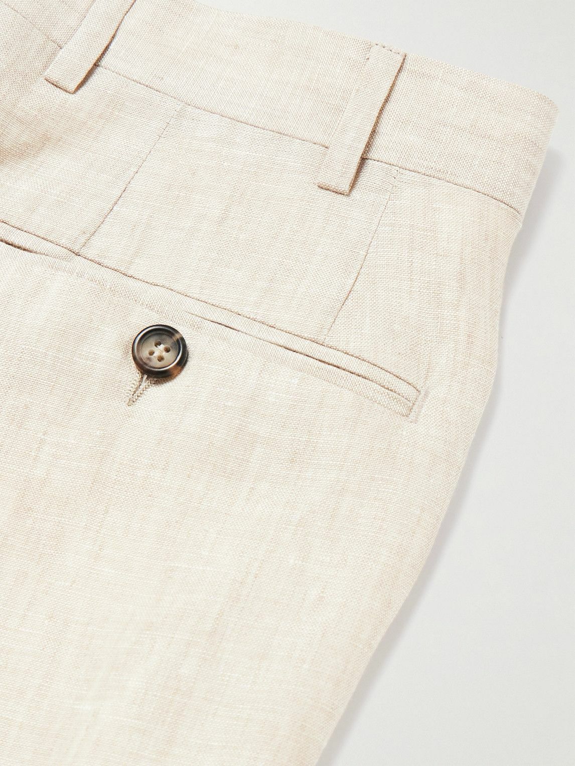 Canali - Slim-Fit Straight-Leg Linen Suit Trousers - Neutrals
