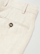 Canali - Slim-Fit Straight-Leg Linen Suit Trousers - Neutrals