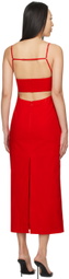 lesugiatelier Red Shirring Maxi Dress