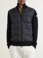 Moncler - Panelled Virgin Wool and Quilted Shell Down Zip-Up Cardigan - Black