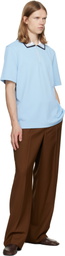 Casablanca Blue Round Pique Zip Polo