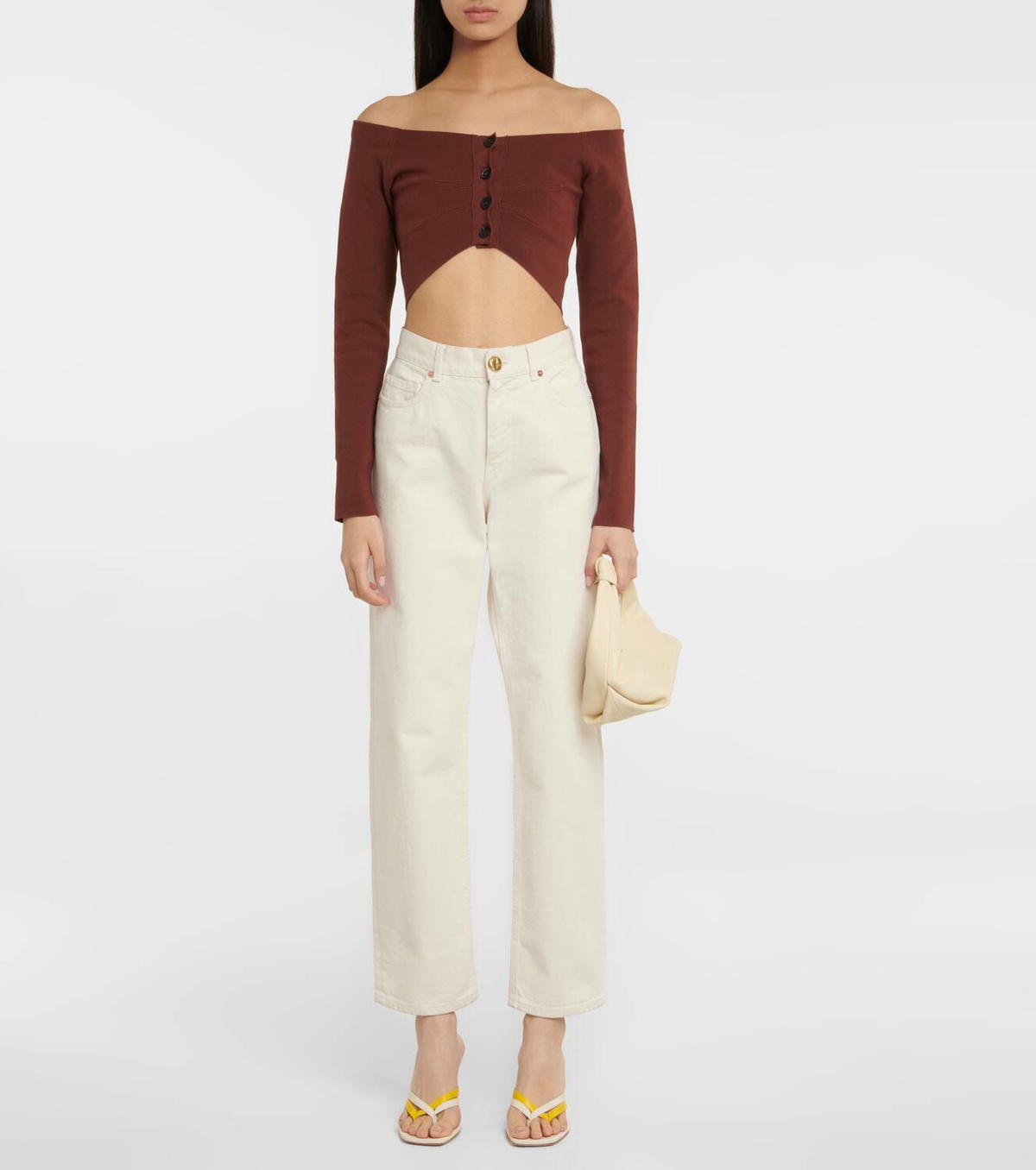 Philosophy di Lorenzo Serafini Off-shoulder cotton crop top
