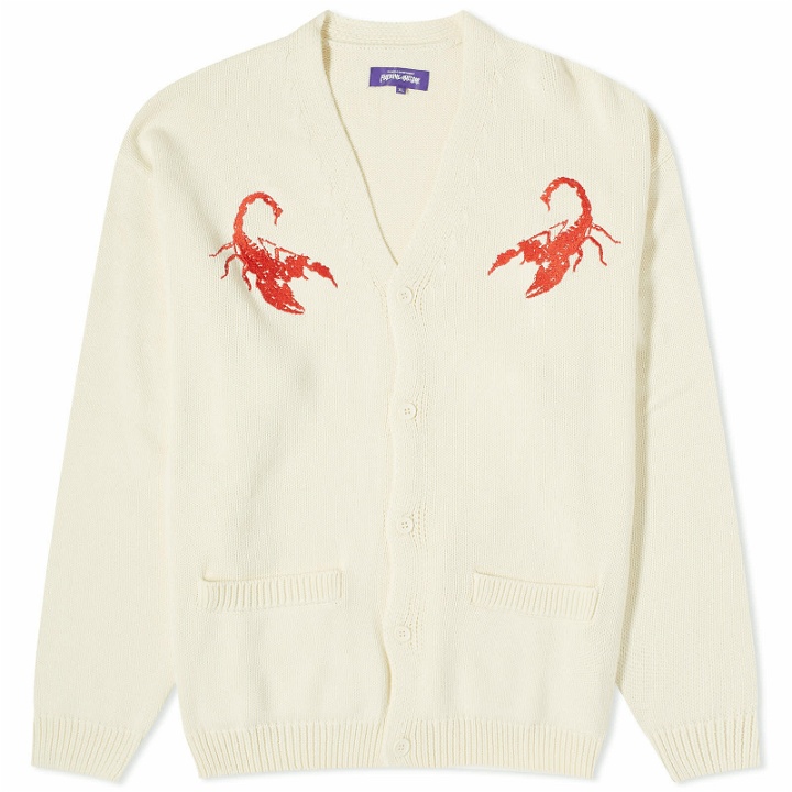 Photo: Fucking Awesome Men's Embroidered Scorpion Cardigan in Cream