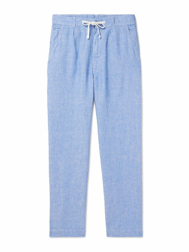Photo: Polo Ralph Lauren - Straight-Leg Linen-Chambray Drawstring Trousers - Blue