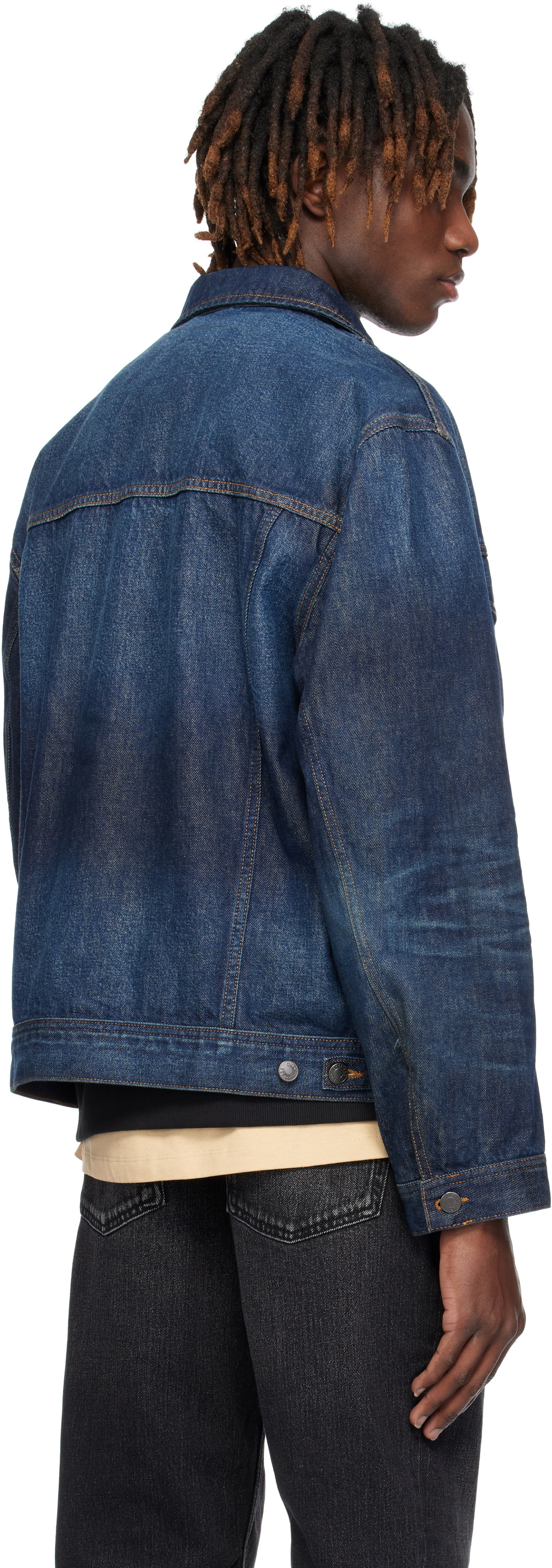 Hugo Blue Adjustable Hem Denim Jacket Hugo Boss