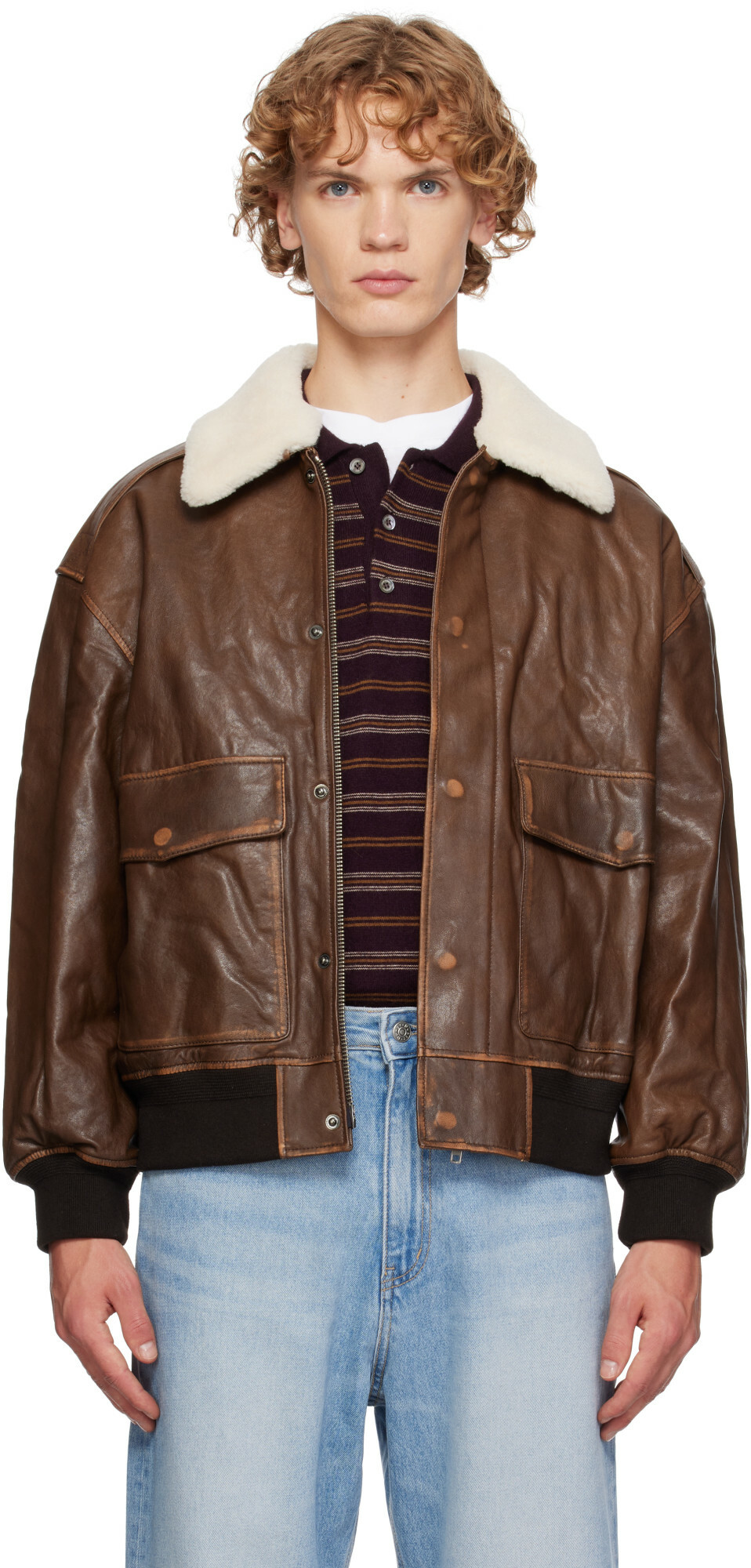Dunst Brown Detachable A-2 Leather Jacket