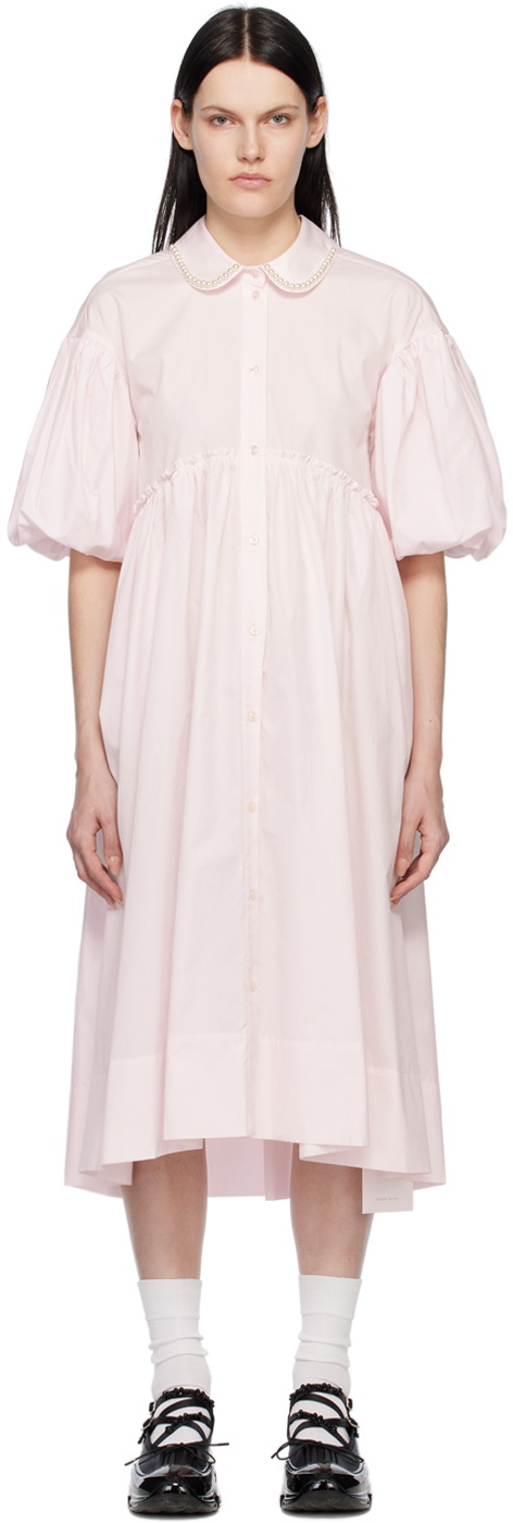 Simone Rocha Pink Puff Sleeve Midi Dress Simone Rocha