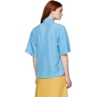 Stella McCartney Blue Silk Button Detail Shirt