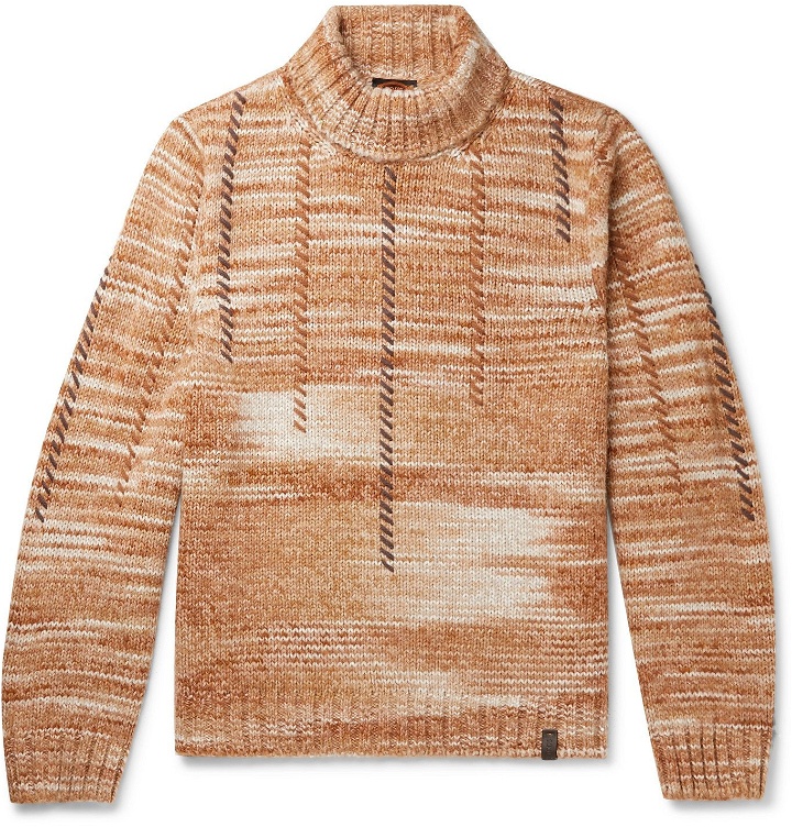 Photo: Tod's - Embroidered Knitted Rollneck Sweater - Brown