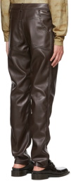 Eckhaus Latta Brown Faux-Leather Paneled Pants