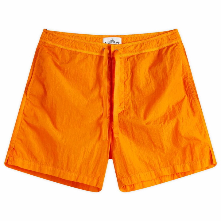 Photo: Stone Island Men's Marina Shiny Nylon Swim Shorts in Orange