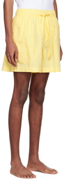 Tekla Yellow Organic Cotton Pyjama Shorts