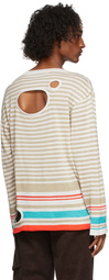 Andersson Bell Off-White & Beige Dahlia Stripe Crewneck