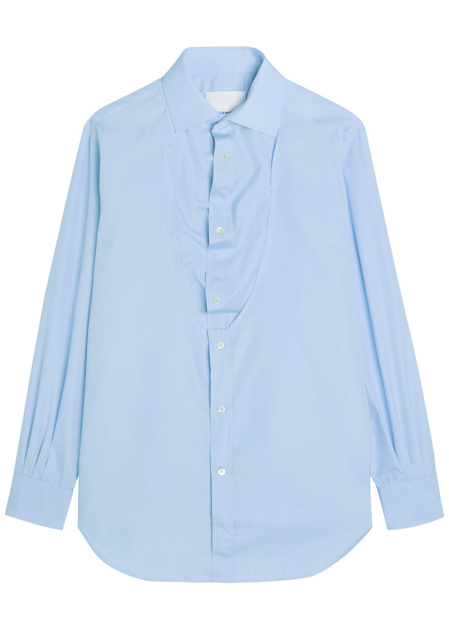 Maison Margiela Panelled Cotton-poplin Shirt Light Blue