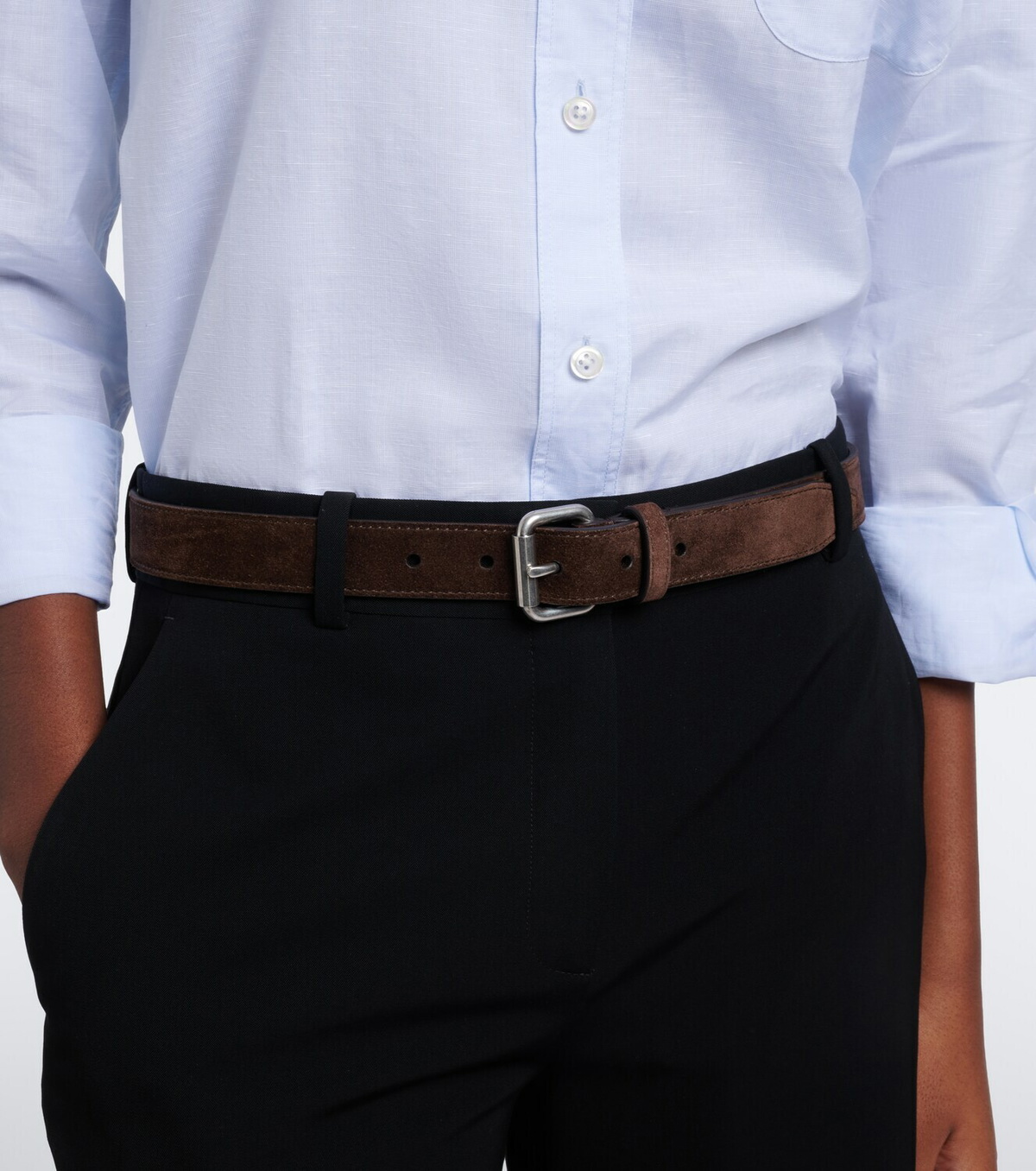 The Row Geo suede belt