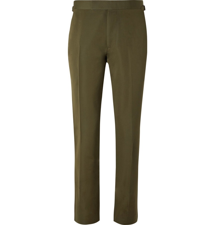 Photo: TOM FORD - Shelton Slim-Fit Cotton and Silk-Blend Suit Trousers - Green