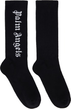 Palm Angels Black Gothic Logo Socks