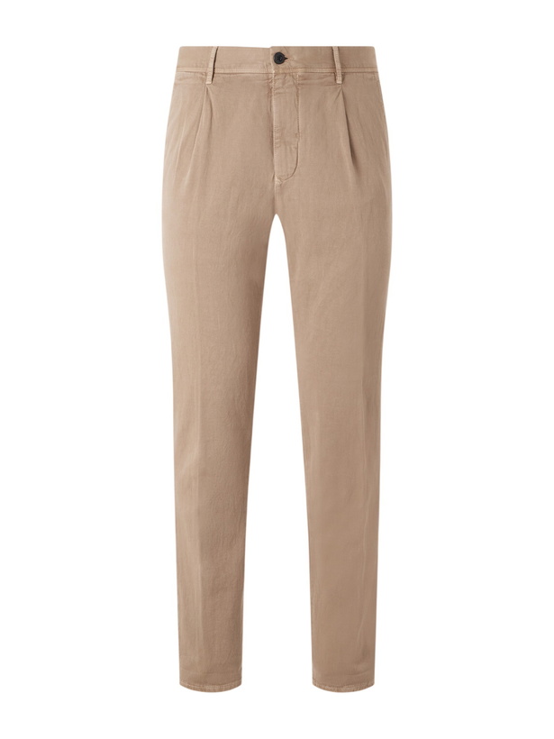 Photo: Slowear - Tapered Pleated Cotton-Blend Gabardine Trousers - Neutrals