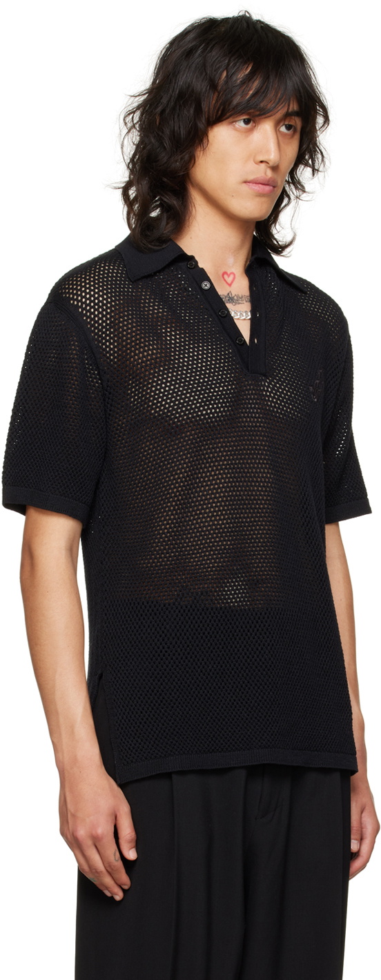 LU'U DAN Black Embroidered Polo