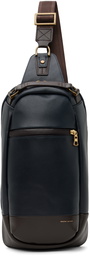 master-piece Navy & Brown Gloss Sling Backpack