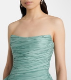 Marmar Halim Draped pleated taffeta bustier gown
