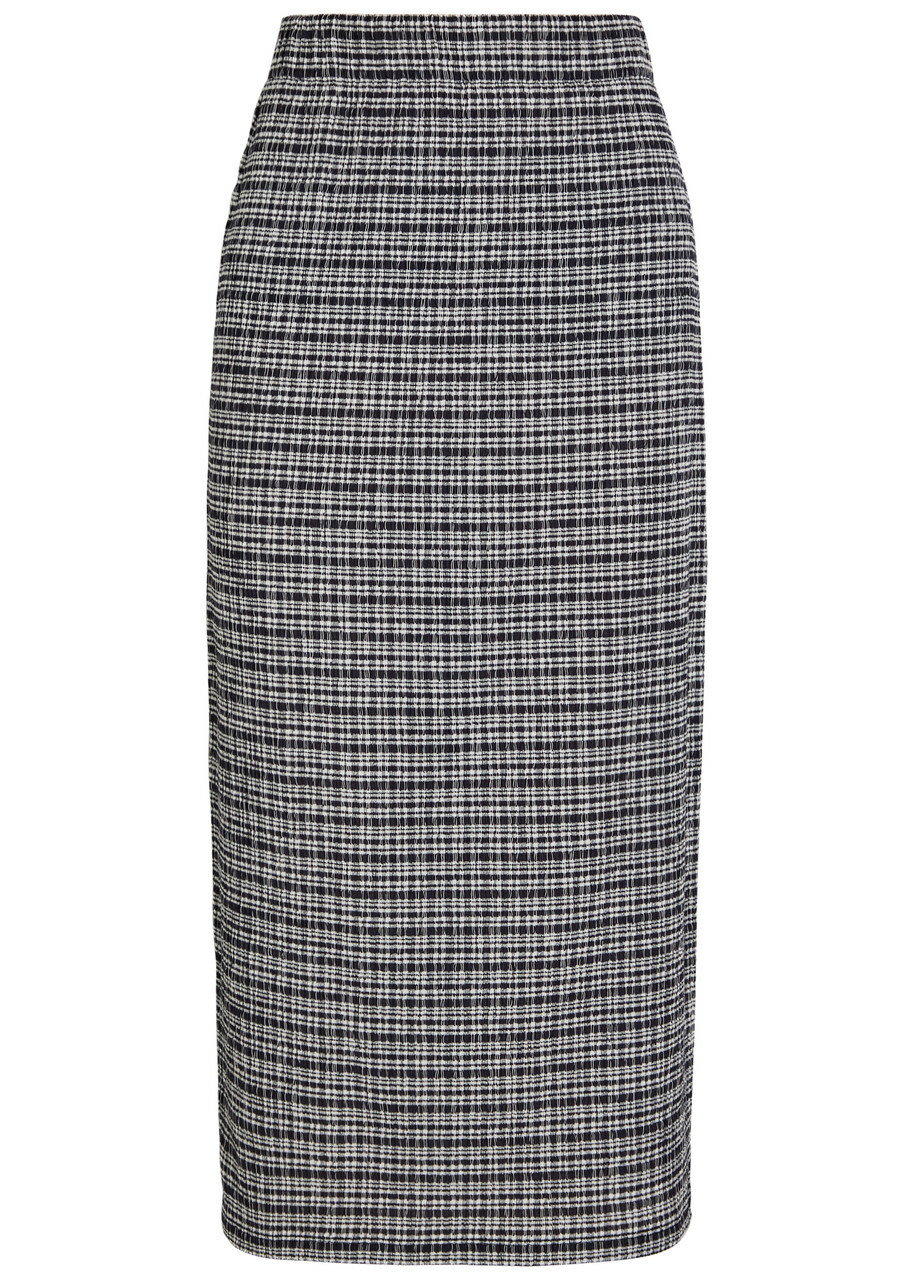 Vince Striped Shirred Midi Skirt Stripe