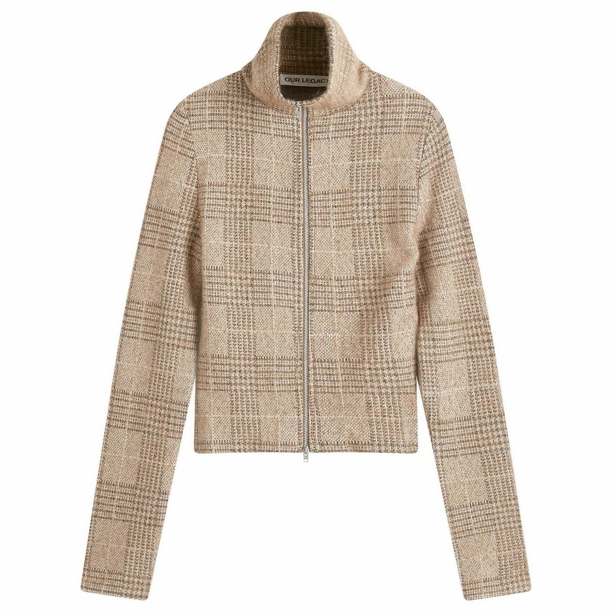 Our Legacy Women's Slim Zip Longsleeve in Beige Hound Check
