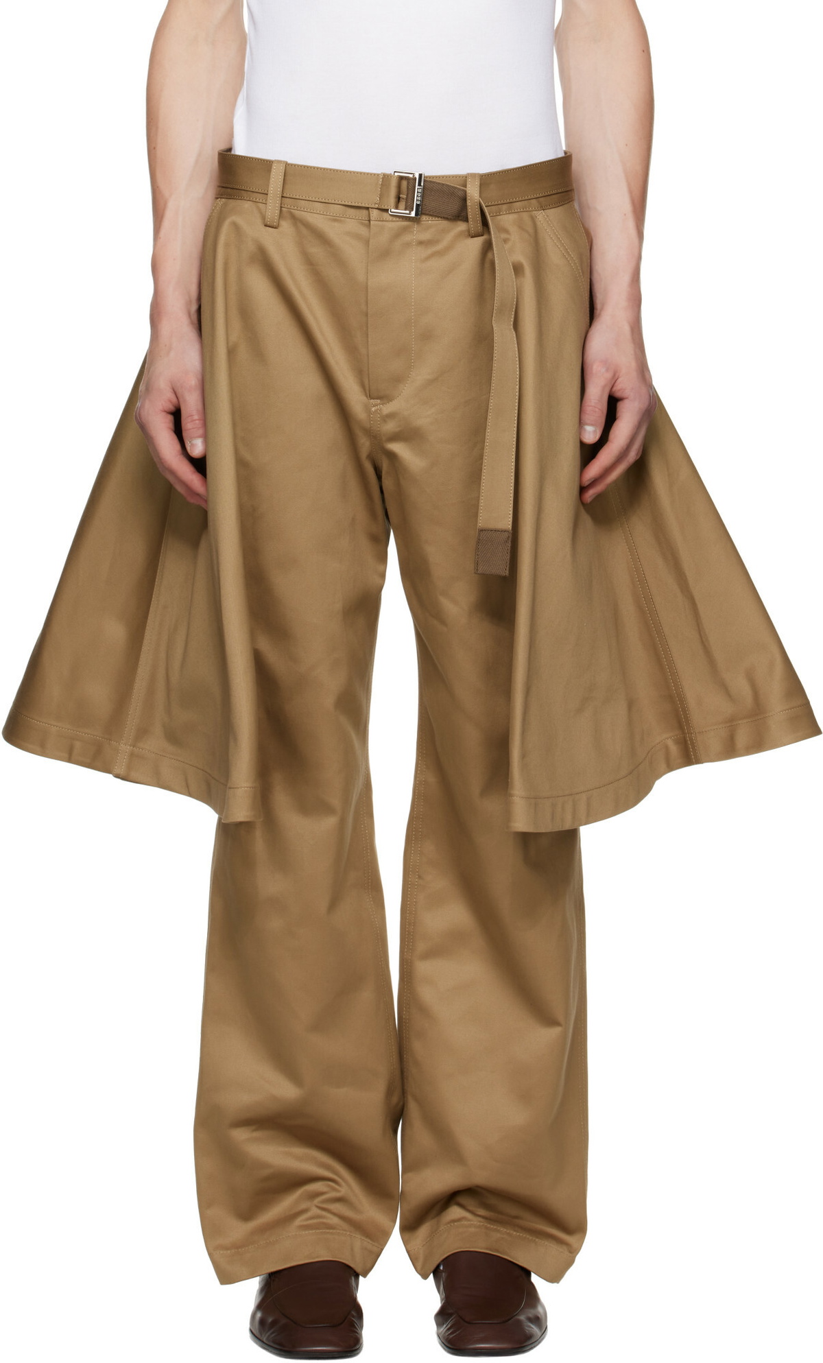 sacai Beige Cotton Chino Trousers